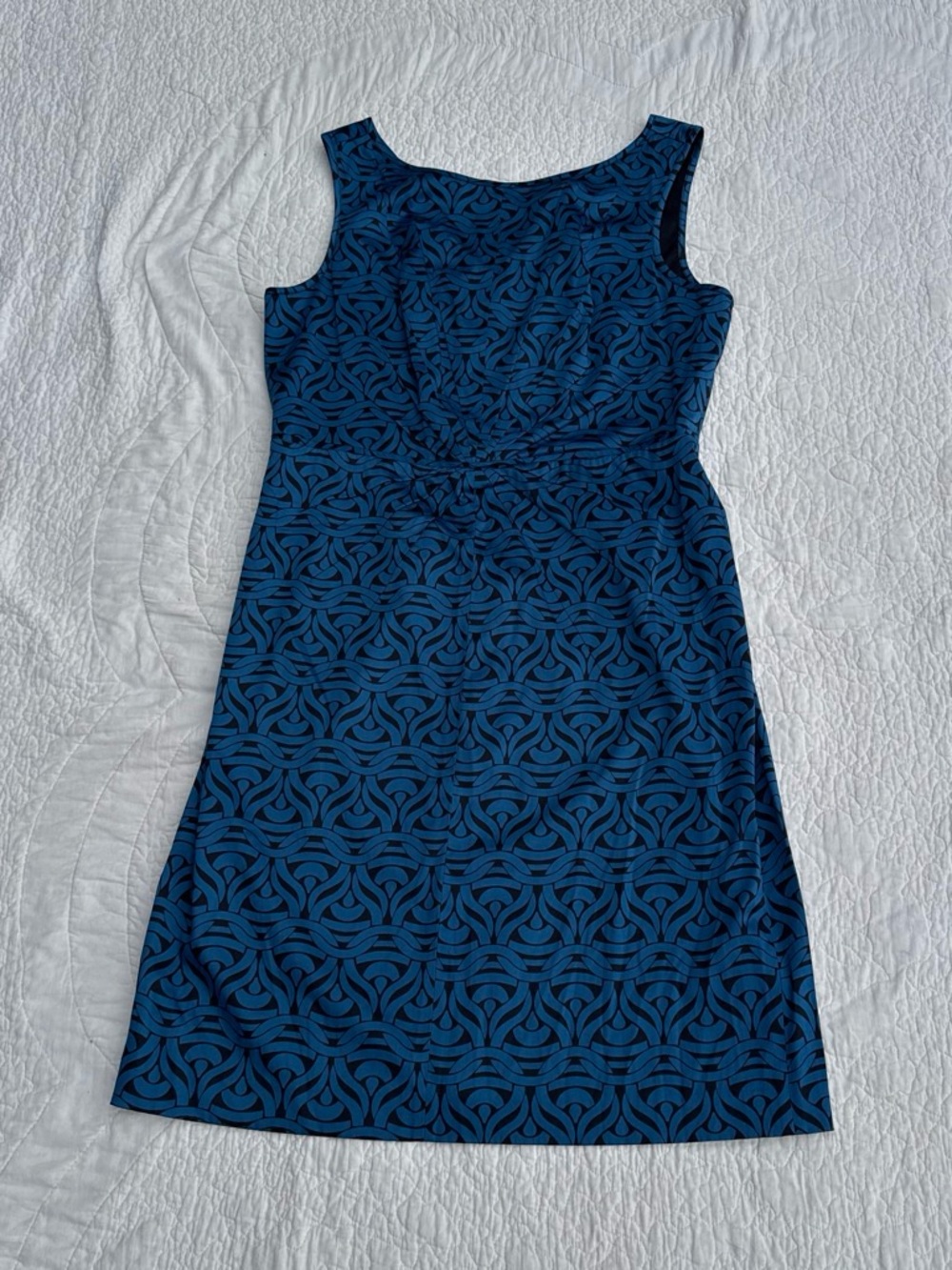 Banana Republic Navy and Teal Sleeveless Sheath Dress